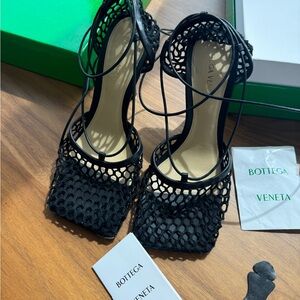 Bottega Veneta Mesh Lace-Up Sandals – Size 8, New